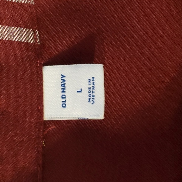 OLD NAVY large burgundy red and white plaid button down shirt midi dress - Picture 5 of 6